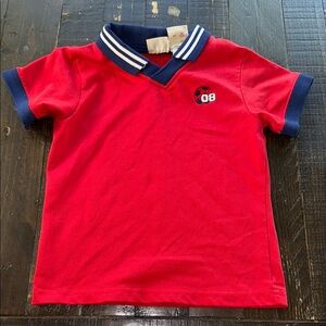 3T vintage Bum equipment Red and Navy Kids Polo Shirt EUC